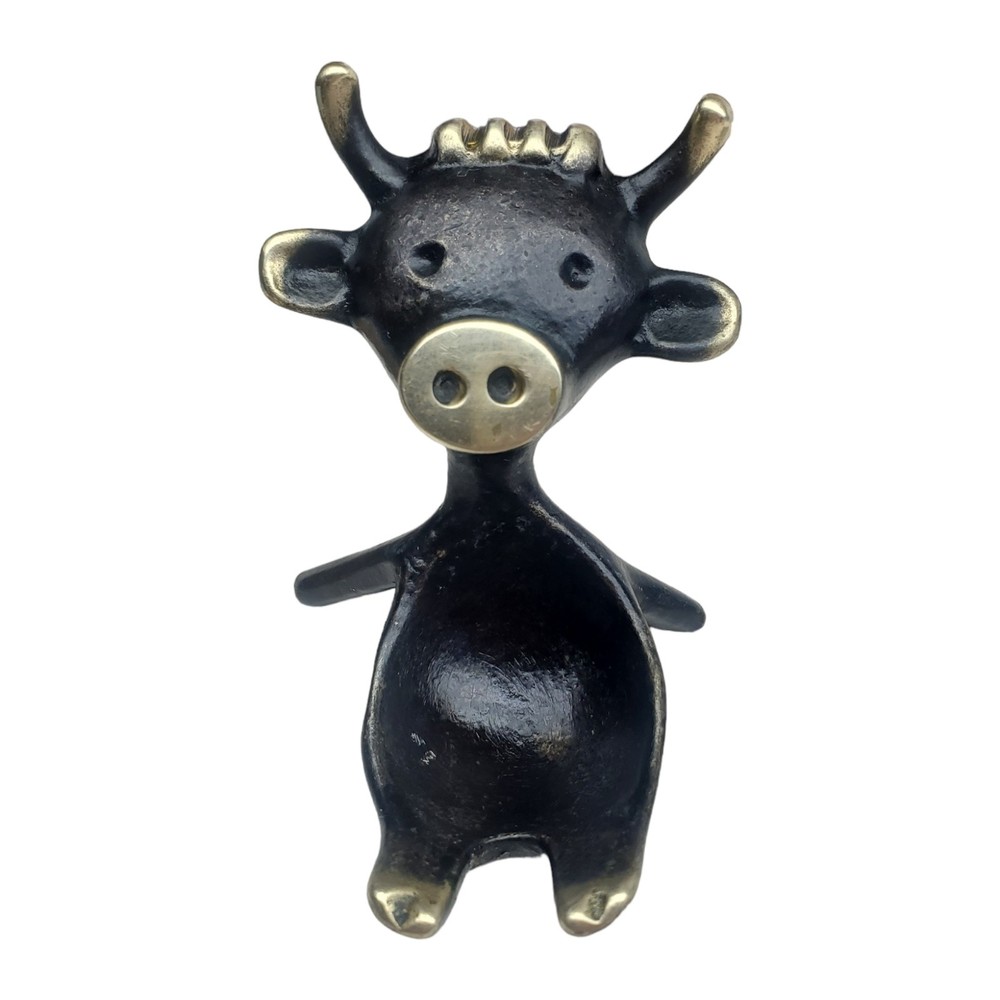 Walter Bosse Vintage MCM Austrian 1960s Brass Cow Candle Holder Egg Cup Trinket